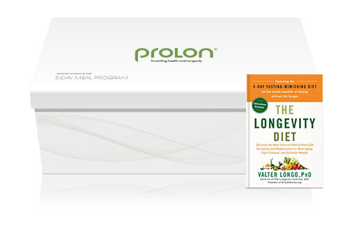 ProLon box whit the book "The Longevity Diet"